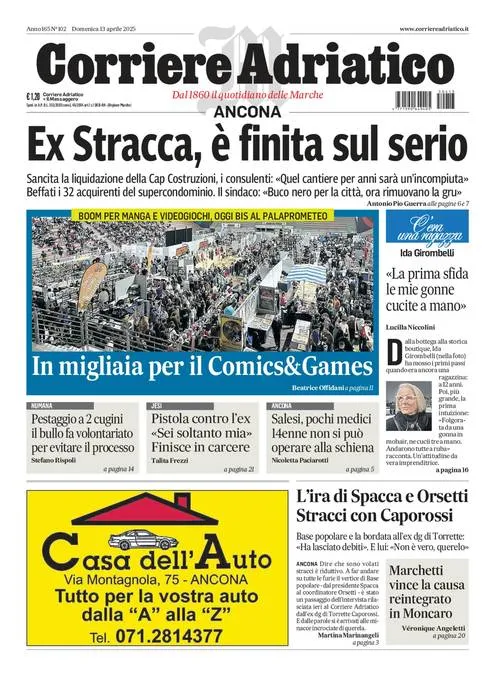 Prima-pagina-corriere adriatico-edizione-di-oggi-13-04-2025